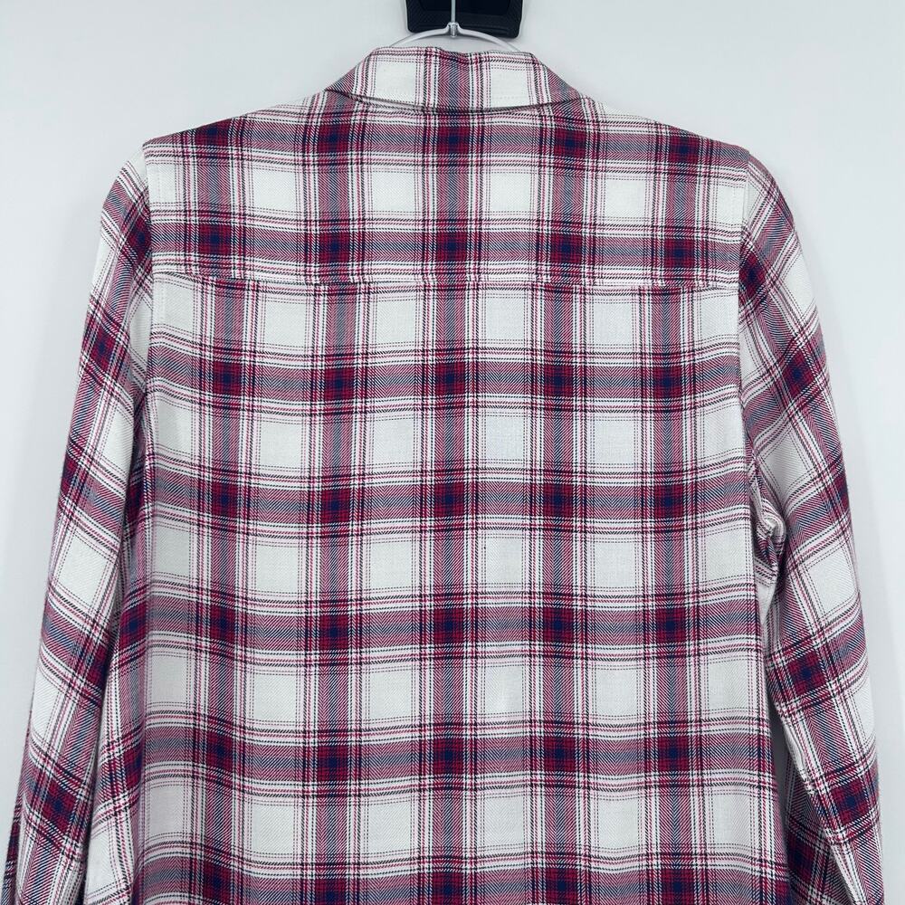 Draper James Plaid Button Front Blouse Red White Blue Size 10 Classic Preppy - Picture 11 of 12